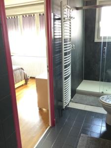 a bathroom with a shower and a toilet at Couleur Framboise in Longwy +28 photos