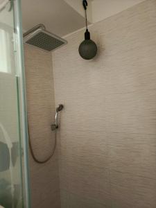 希龙habitación Donde Leo的浴室里有淋浴喷头的淋浴