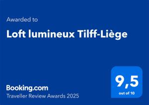 Loft lumineux Tilff-Liège的证书、奖牌、标识或其他文件