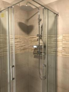 a shower with a glass door in a bathroom at b&b IL MELOGRANO in Celenza sul Trigno