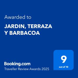 Certifikát, ocenenie alebo iný dokument vystavený v ubytovaní JARDIN, TERRAZA Y BARBACOA