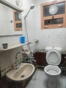 a bathroom with a toilet and a sink at Muscat Tower in Sharjah +17 photos