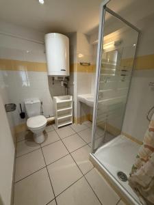 Un pequeño baño con inodoro y ducha. en Le Clos d'AIX Célony 11 Parking, en Aix-en-Provence 2 fotos más
