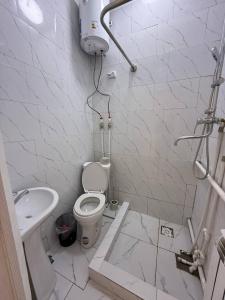 a bathroom with a toilet and a sink at Абая 29 гостевые домики in Kosh-Tegirmen +24 photos