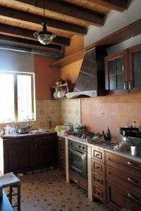 a kitchen with a stove and a sink at The Lake's House in Kryonérion