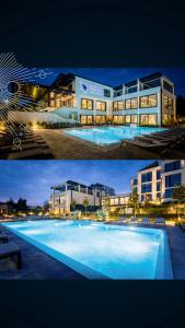 a large swimming pool in front of a building at Therma Numera Longevity SPA in Burgas City