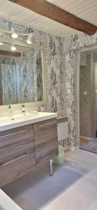 a bathroom with a sink and a mirror at La Maison Jaune in Vendenheim +11 photos