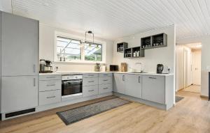 Bøtø Byにある4 Bedroom Stunning Home In Væggerløseの白い天井のキッチン(白いキャビネット付)