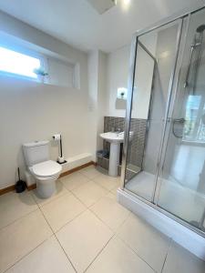 un bagno con wc, doccia e lavandino di Blue Sky Apartments@Guildford Town Centre a Guildford