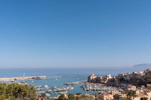 a view of a harbor with boats in the water at Casa Velella in Castellammare del Golfo