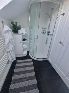 y baño con ducha a ras de suelo y cabina de ducha acristalada. en Blue Hills Luxury Apartment, Bay Front with Parking, en Falmouth 25 fotos más
