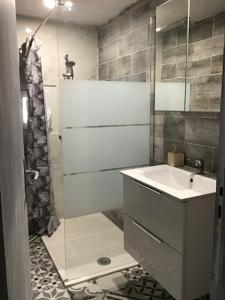 a bathroom with a sink and a shower at Gites victoria in Cavaillon