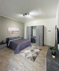 a bedroom with a large bed and a television at My Mini House in Brindisi