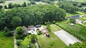 an aerial view of a house with a pond at Boszicht in Elim
