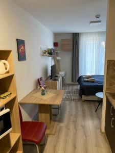 Kuchyň nebo kuchyňský kout v ubytování Apartmán Podhájska
