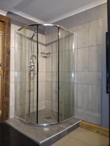a shower with a glass enclosure in a bathroom at Urban Villa 25 in Gaborone +41 photos
