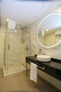 Koupelna v ubytování Milord Hotel