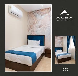 Uma cama ou camas num quarto em Alba pyramids view