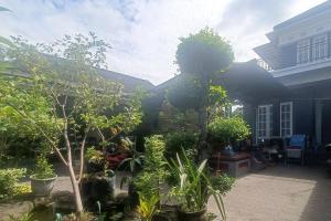 a garden with trees and plants in front of a house at Astri Homestay Carkranegara Mataram Mitra RedDoorz in Tjakranegara
