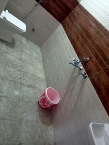 een badkamer met een wastafel en een roze kom bij Divine Blessings in Prayagraj +3 foto's