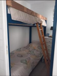 a bunk bed with a ladder in a room at T2 cabine Port-Leucate 4 personnes balcon climatisation parking in Port Leucate +10 photos