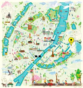 a map of the city of paris with attractions at Perfect Holiday Homes Near Amager Beach in Copenhagen