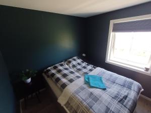 a bedroom with a bed with a pillow on it at seafront villa in Dragland
