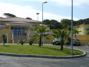 a street in front of a house with palm trees at Terrasses des Embiez in Six-Fours-les-Plages