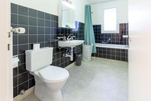 a bathroom with a toilet and a sink at Gemütliche Wohnung Nähe Uni in Basel +37 photos
