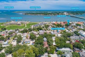 an aerial view of a small town next to the water at 20 Hypolita Street in St. Augustine
