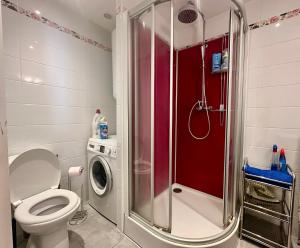 Un baño con inodoro y lavadora. en Nid douillet pour 2 au Puy, en Le Puy en Velay 8 fotos más