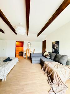 Posezení v ubytování Cozy Rooms in a Villa for Groups, 16-Mins to Blumengärten