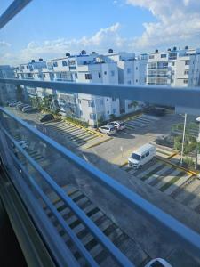 a view from a balcony of a parking lot at Luxury Studio in San Isidro