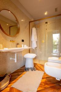 a bathroom with a sink and a toilet and a shower at TEMA Relais - Tenuta Masciangelo in Francavilla al Mare