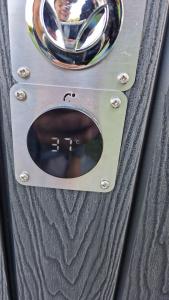 a close up of a metal object with a mirror at Castle Csányi in Livezeni