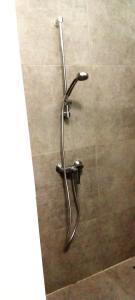 a shower stall with a shower head in a bathroom at TOPFLAT mit Küche I gratis Parkplatz I zwei Schlafzimmer I zentrumnah in Dortmund