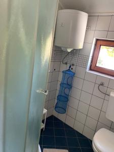a small bathroom with a toilet and a window at Apartment Patricia in Primošten +29 photos