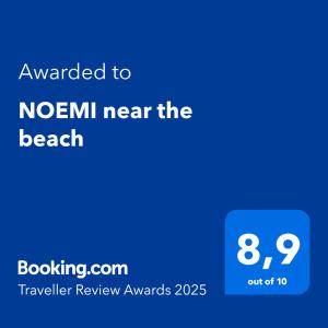 Certifikát, ocenenie alebo iný dokument vystavený v ubytovaní NOEMI near the beach