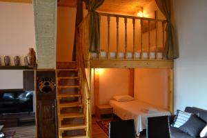 a room with a bunk bed and a ladder at michaelas traditional house in Fánai
