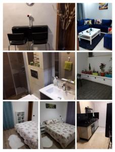 Un collage de fotos de un baño y una sala de estar. en Appartement sur bd la corniche luxury house with garden close to beach, en Casablanca