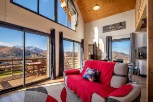 En generel udsigt til bjerge eller udsigt til bjerge taget fra chaletet