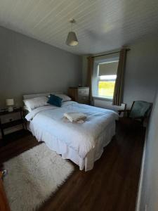 a bedroom with a large bed and a window at 3br-Sea View-Fireplace-Garden-Free Parking in Falcarragh