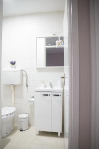 贝尔格莱德Sorelle的带马桶和水槽的白色浴室 更多25张照片