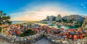 a view of the city of positano on the amalfi coast at Anchor Apartment in Stanići Near Omiš in Stanići