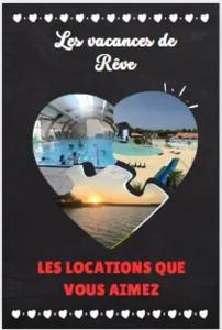 ein Bild von einem Herz mit einem Bild von einem Strand in der Unterkunft Bungalow Confort Gastes Jacuzzi in Gastes