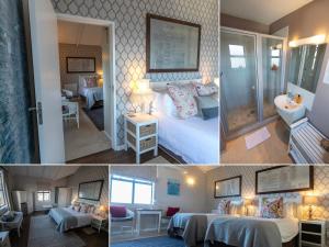 a collage of three pictures of a hotel room at Mariner Guesthouse & Villa in Simonʼs Town +89 photos