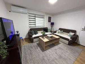 a living room with two couches and a flat screen tv at Apartment Ramdedovic1 in Sarajevo