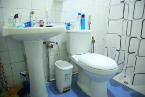 un bagno con un water e un lavandino di Manuhie Backpackers Lodge a Bahar Dar