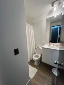 a white bathroom with a toilet and a sink at Comfort y Estilo in Constitución +13 photos