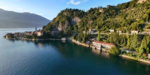 an aerial view of a town next to the water at Varenna My Love in Varenna